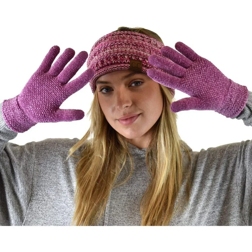 Women's Lavender Winter Warm Eco-friendly Chenille Touchscreen Texting Gloves